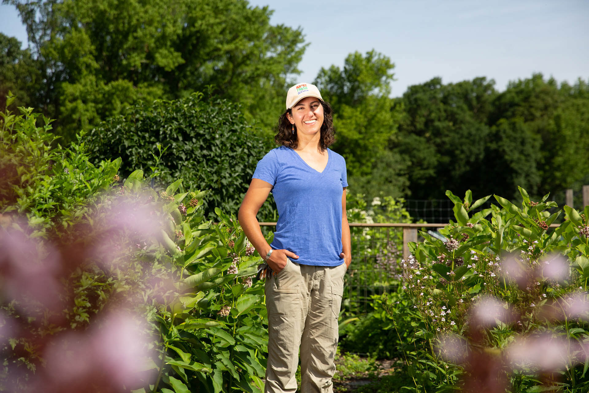 A gardener posing for a photograph. 